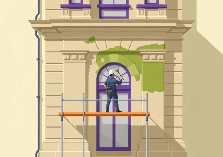 Ravalement de façade en pierre, nettoyage et application d'enduit